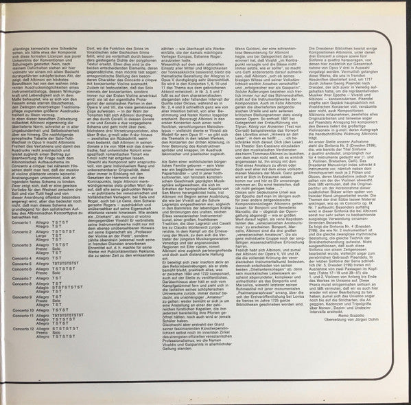 Tomaso Albinoni – Piero Toso, I Solisti Veneti, Claudio Scimone : Zwölf Concerti Op.5 (2xLP)