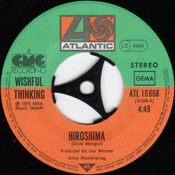 Wishful Thinking : Hiroshima (7", Single, RE)