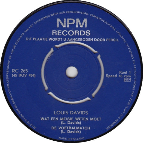 Louis Davids : Wat Een Meisje Weten Moet... (7", EP, Comp, 4-P)