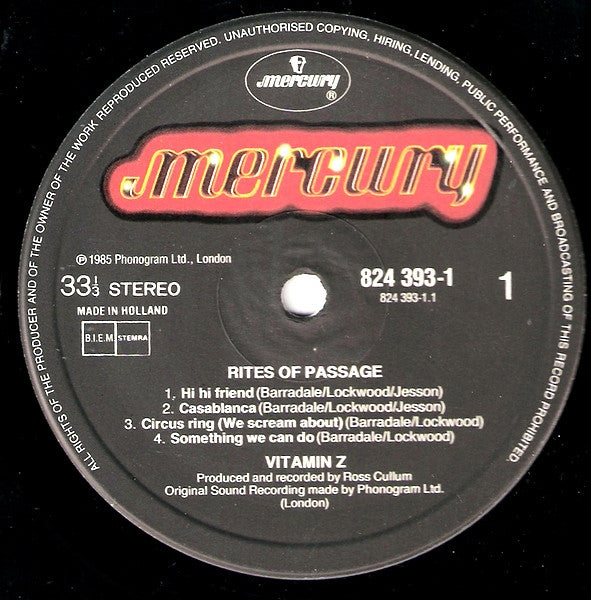 Vitamin Z : Rites Of Passage (LP, Album)
