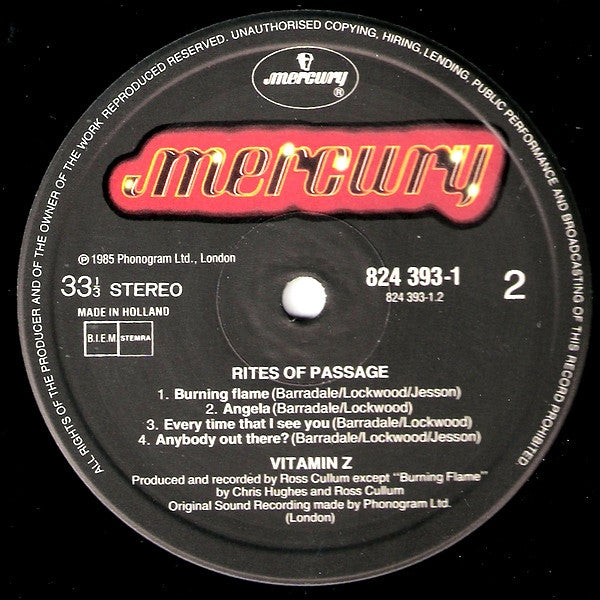 Vitamin Z : Rites Of Passage (LP, Album)