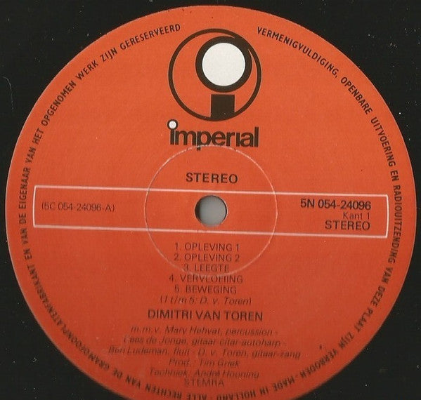 Dimitri Van Toren : De Gelaatstrek Van Een Lied (LP, Album)