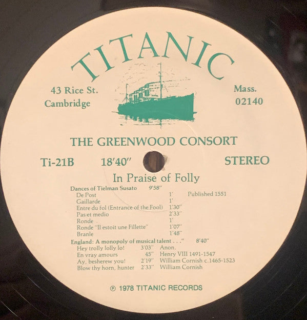 The Greenwood Consort : In Praise of Folly (LP)