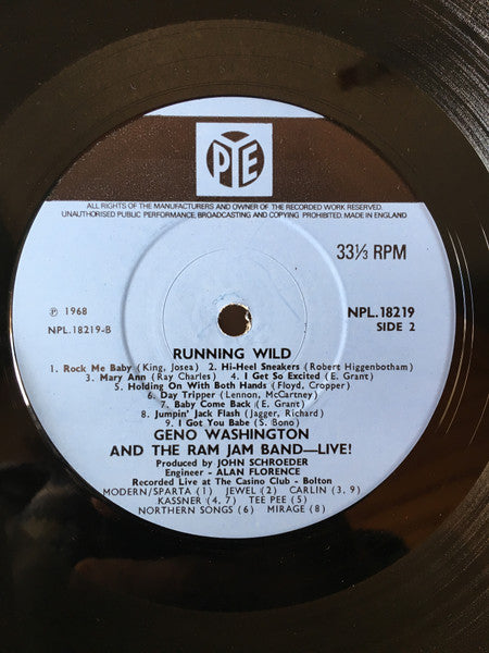 Geno Washington & The Ram Jam Band : Running Wild (LP, Album, Mono)