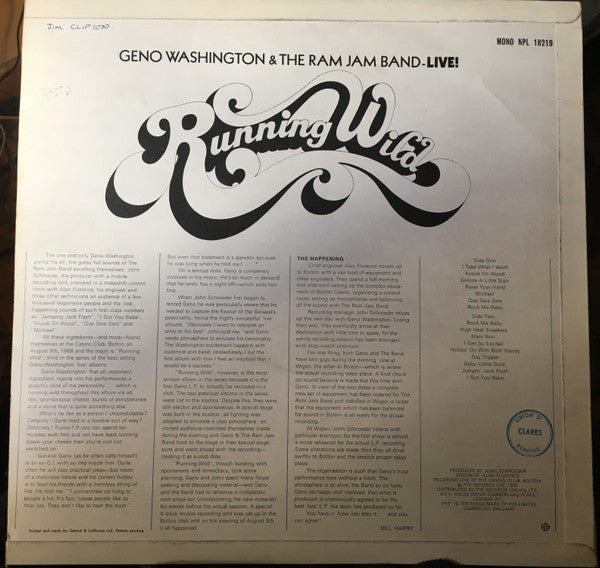Geno Washington & The Ram Jam Band : Running Wild (LP, Album, Mono)