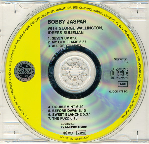 Bobby Jaspar : Bobby Jaspar With George Wallington, Idrees Sulieman (CD, Album, RE, RM)