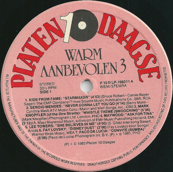 Various : Warm Aanbevolen 3 (LP, Comp)