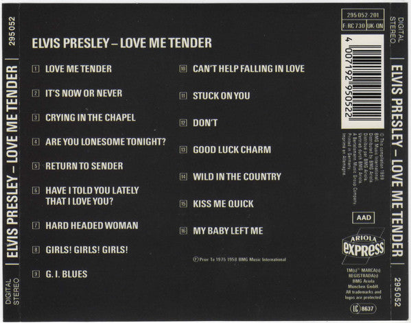 Elvis Presley : Love Me Tender (CD, Comp)