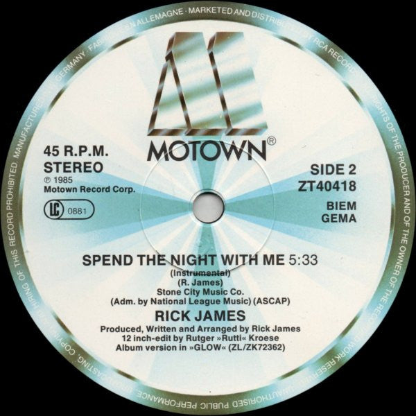 Rick James : Spend The Night With Me (12", Maxi)