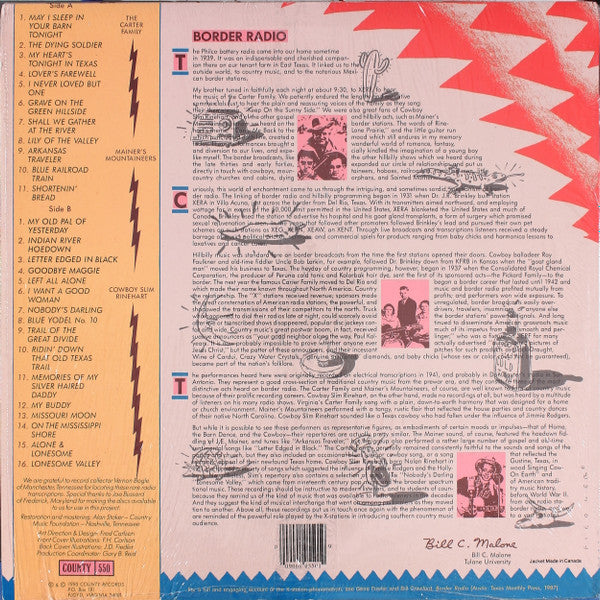 The Carter Family, Mainer's Mountaineers, Cowboy Slim Rinehart : Border Radio (LP)
