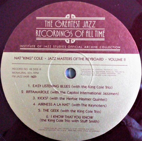 Nat King Cole, Erroll Garner, Bud Powell, Oscar Peterson : Jazz Masters Of The Keyboard Vol. II (4xLP, Comp, Mono, Red + Box)