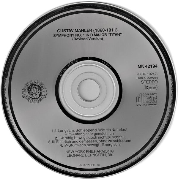 Gustav Mahler - Leonard Bernstein, New York Philharmonic : Symphony No. 1 "Titan" (CD, RE, RM)