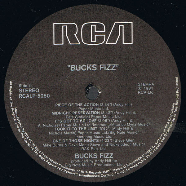Bucks Fizz : Bucks Fizz (LP, Album, Gat)
