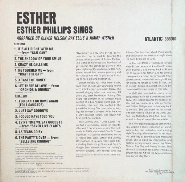 Esther* : Esther Phillips Sings (LP, Album)