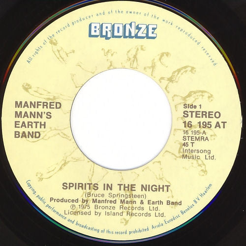 Manfred Mann's Earth Band : Spirits In The Night / As Above So Below (7", Single)
