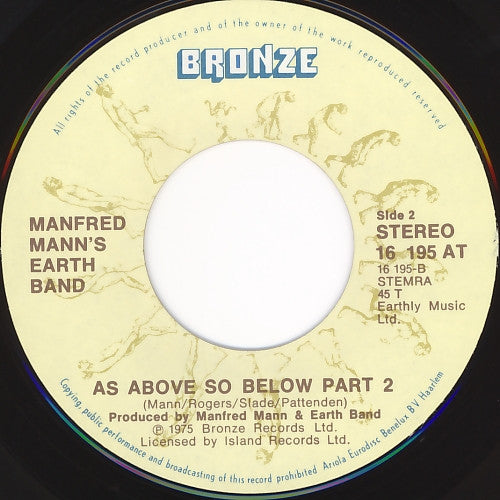 Manfred Mann's Earth Band : Spirits In The Night / As Above So Below (7", Single)