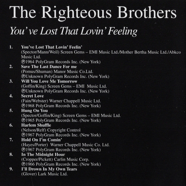 The Righteous Brothers : You've Lost That Lovin' Feeling (CD, Comp)