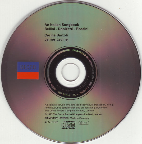Cecilia Bartoli, James Levine (2) : An Italian Songbook (CD, Album)