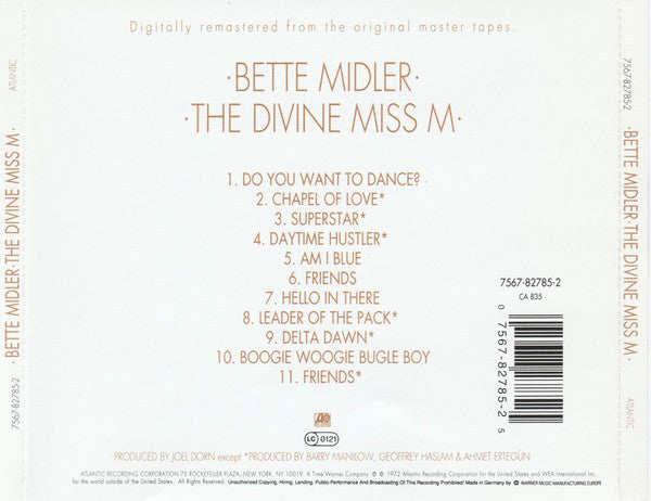 Bette Midler : The Divine Miss M (CD, Album, RM)