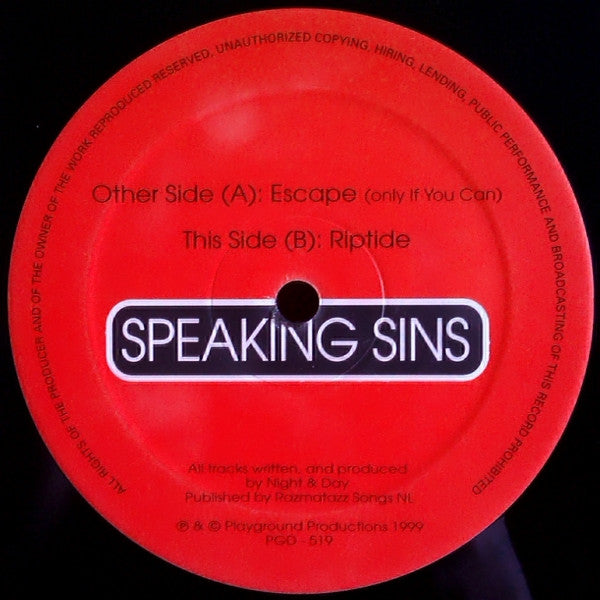 Speaking Sins : Escape (Only If You Can) / Riptide (12")