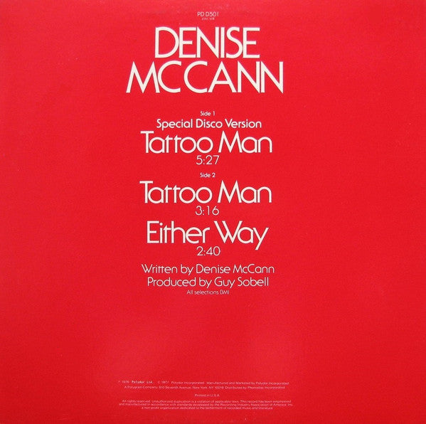 Denise McCann : Tattoo Man (Special Disco Version) (12")