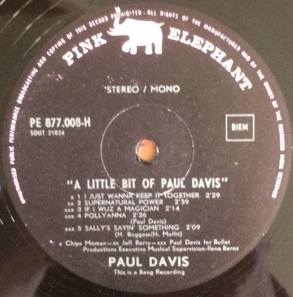 Paul Davis (3) : A Little Bit Of Paul Davis (LP)