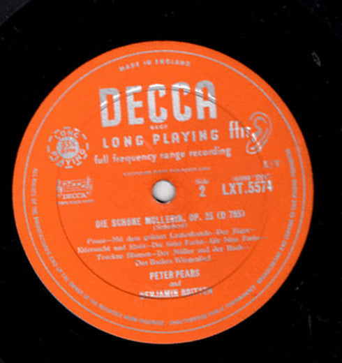 Franz Schubert, Peter Pears And Benjamin Britten : Die Schöne Müllerin (LP, Album, Mono)