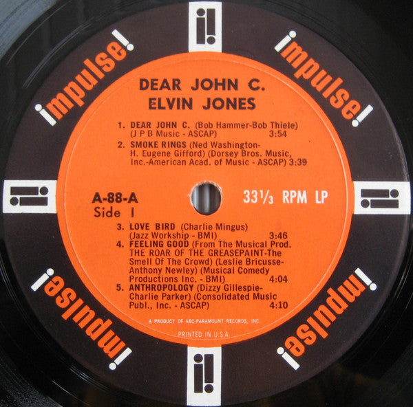 Elvin Jones : Dear John C. (LP, Album, Mono)