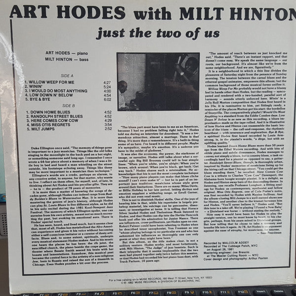 Art Hodes With Milt Hinton : Just The Two Of Us (LP, Album, PRC)