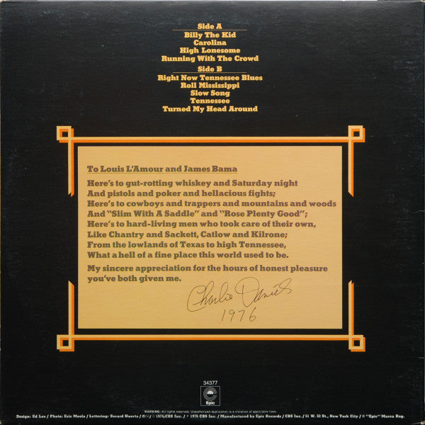 The Charlie Daniels Band : High Lonesome (LP, Album, San)