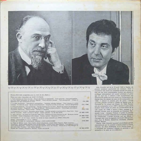 Erik Satie - Aldo Ciccolini : Pièces Pour Piano  (LP, Album, RE, Gat)