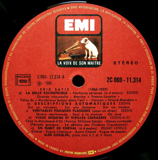 Erik Satie - Aldo Ciccolini : Pièces Pour Piano  (LP, Album, RE, Gat)