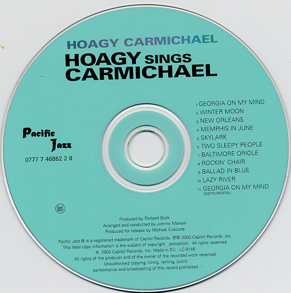 Hoagy Carmichael : Hoagy Sings Carmichael With The Pacific Jazzmen (CD, Album, Mono, RE)