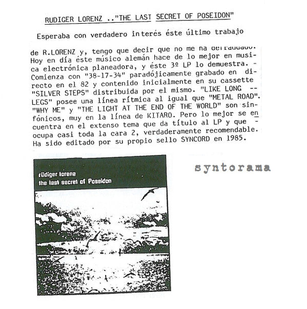 Rüdiger Lorenz : The Last Secret Of Poseidon (LP, Album)