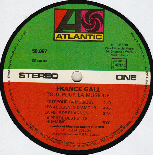 France Gall : Tout Pour La Musique (LP, Album)