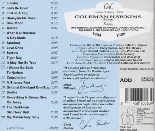 Coleman Hawkins : Coleman Hawkins In Europe (CD, Comp)