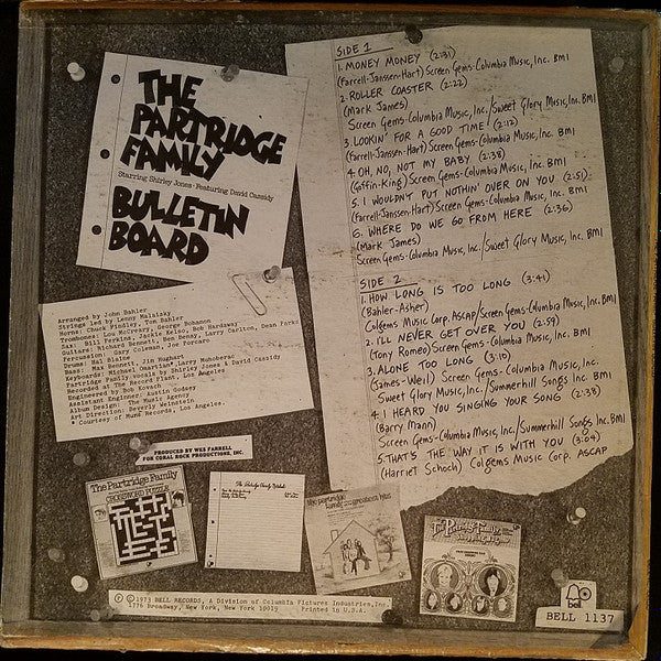 The Partridge Family Starring Shirley Jones (2) Featuring David Cassidy : Bulletin Board (LP, Album)