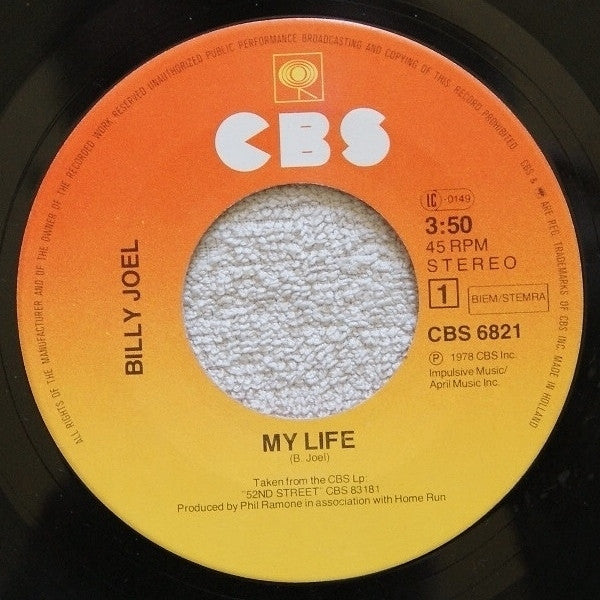 Billy Joel : My Life / 52nd Street (7", Single)
