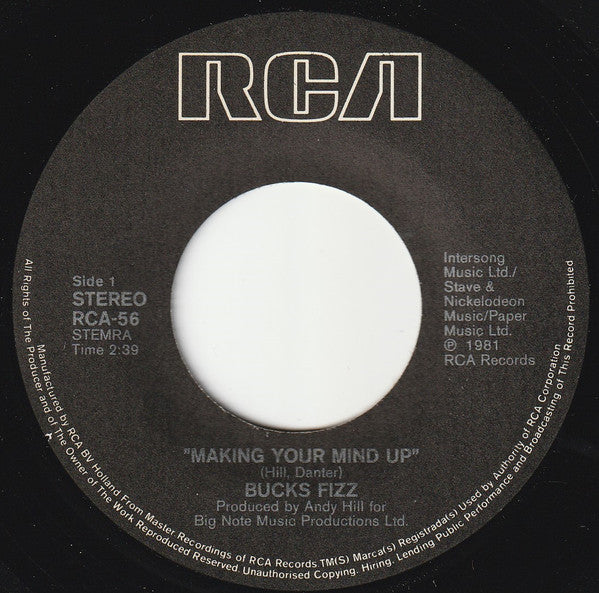 Bucks Fizz : Making Your Mind Up (7", Single)