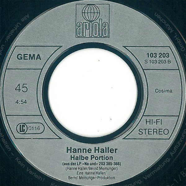 Hanne Haller : Geh Nicht (7", Single, Inj)