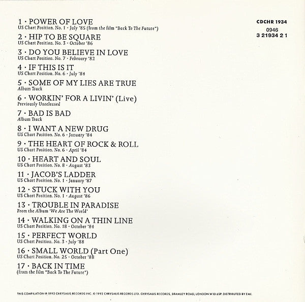 Huey Lewis & The News : The Heart Of Rock & Roll (The Best Of Huey Lewis And The News) (CD, Comp)