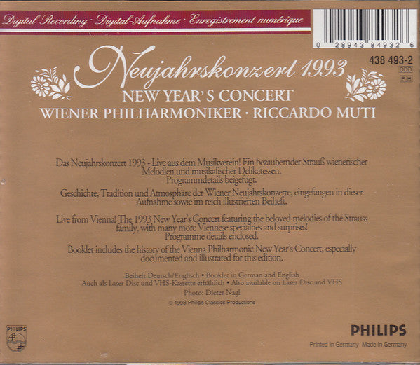 Wiener Philharmoniker, Riccardo Muti : Neujahrskonzert 1993 · New Year's Concert (CD, Album)