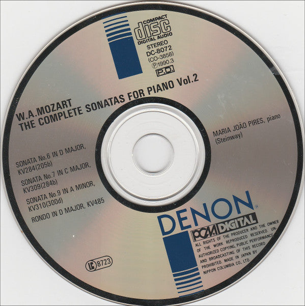 Wolfgang Amadeus Mozart - Maria-João Pires : The Complete Sonatas For Piano Vol. 2 (CD, Album, RE)