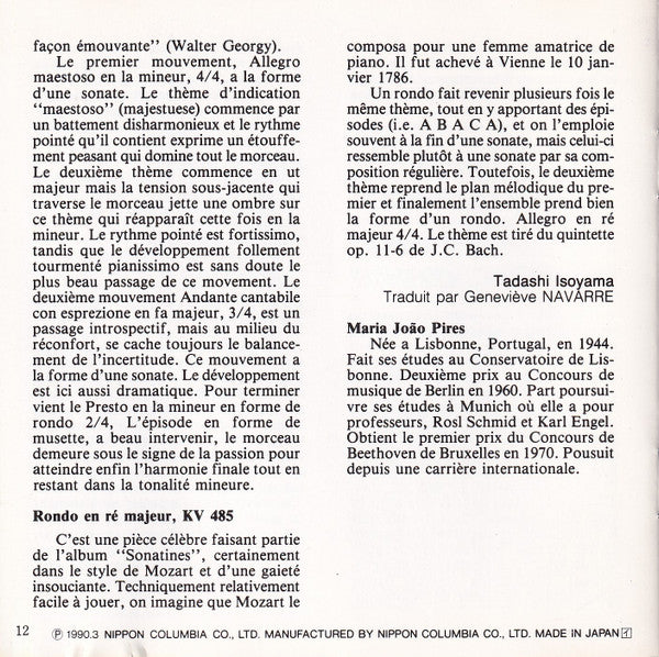 Wolfgang Amadeus Mozart - Maria-João Pires : The Complete Sonatas For Piano Vol. 2 (CD, Album, RE)