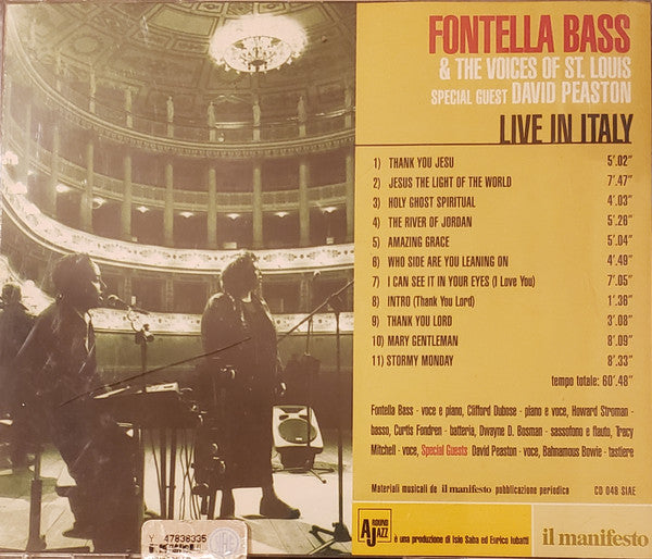 Fontella Bass, The Voices Of St. Louis , Special Guest: David Peaston : Live In Italy (CD)