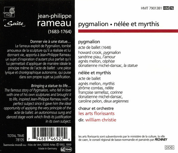 Jean-Philippe Rameau – Les Arts Florissants, William Christie : Pygmalion • Nélée Et Myrthis (CD, Album, RE)