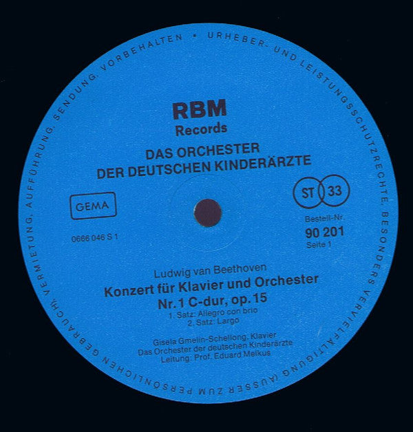 Ludwig van Beethoven, Georg Friedrich Händel, Orchester Der Deutschen Kinderärzte, Eduard Melkus : Beethoven Klavierkonzert Nr. 1 C-Dur / Händel Feuerwerksmusik (LP)