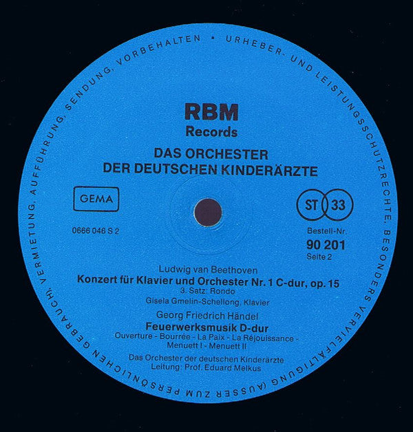 Ludwig van Beethoven, Georg Friedrich Händel, Orchester Der Deutschen Kinderärzte, Eduard Melkus : Beethoven Klavierkonzert Nr. 1 C-Dur / Händel Feuerwerksmusik (LP)