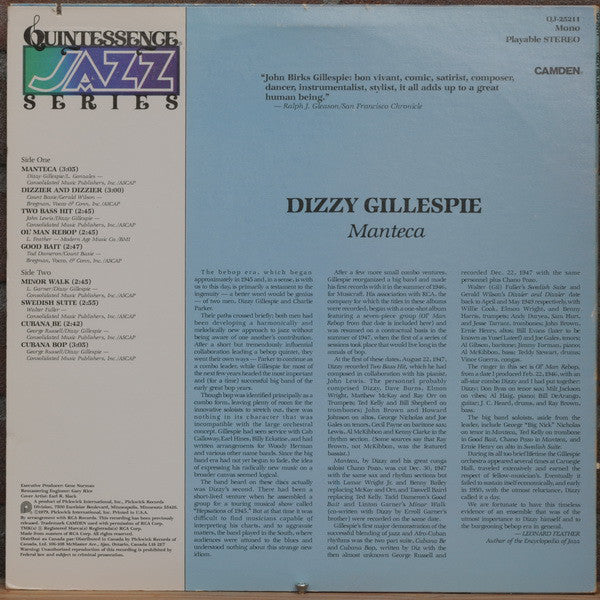 Dizzy Gillespie : Manteca (LP, Comp, Mono, RM)
