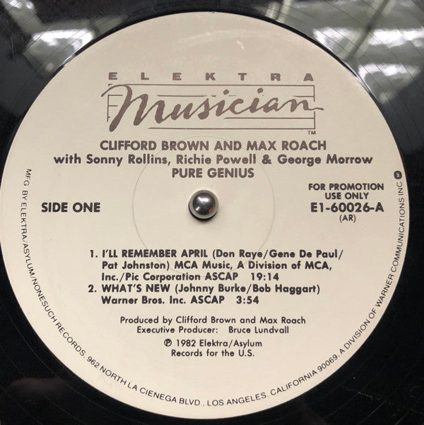 Clifford Brown And Max Roach Featuring Sonny Rollins, Richie Powell & George Morrow : Pure Genius (Volume One) (LP, Album, Promo, All)